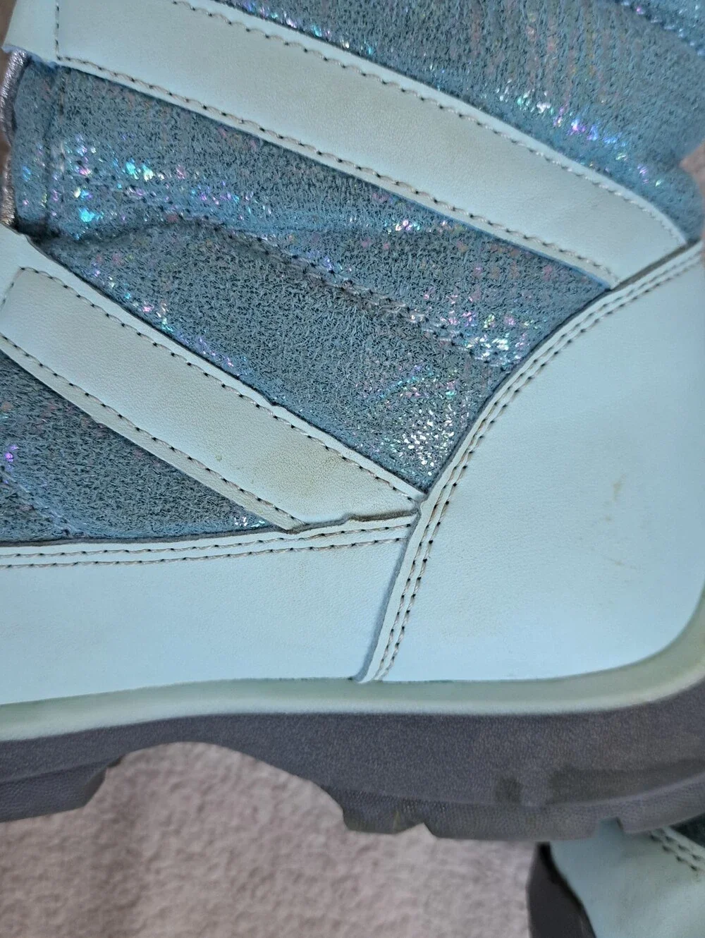 Lands' End Kids Light Blue Shimmer Snow Boots